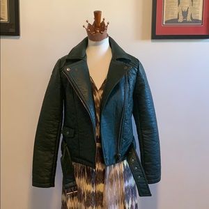NWOT Green Vegan Leather biker jacket